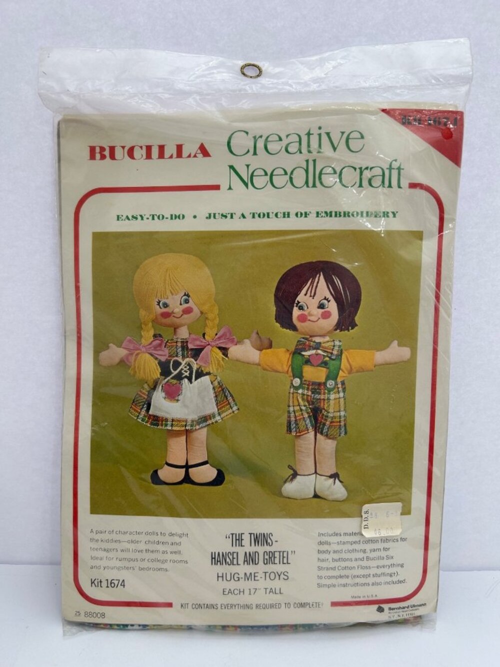 Vintage Bucilla Needlecraft Kit #1674 Twins Hansel Gretel Cottagecore Grannycore